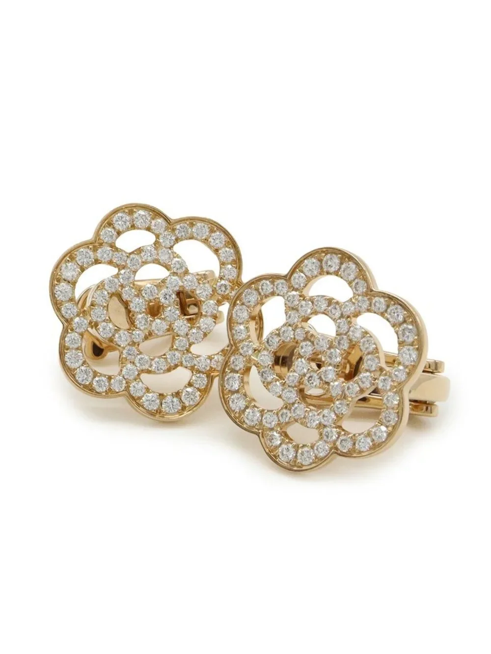 Chanel Camellia Earrings 18k Pink Gold Diamond